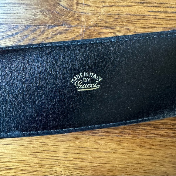Gucci Vintage GG Black Leather Belt, Size 85 - Picture 9 of 12